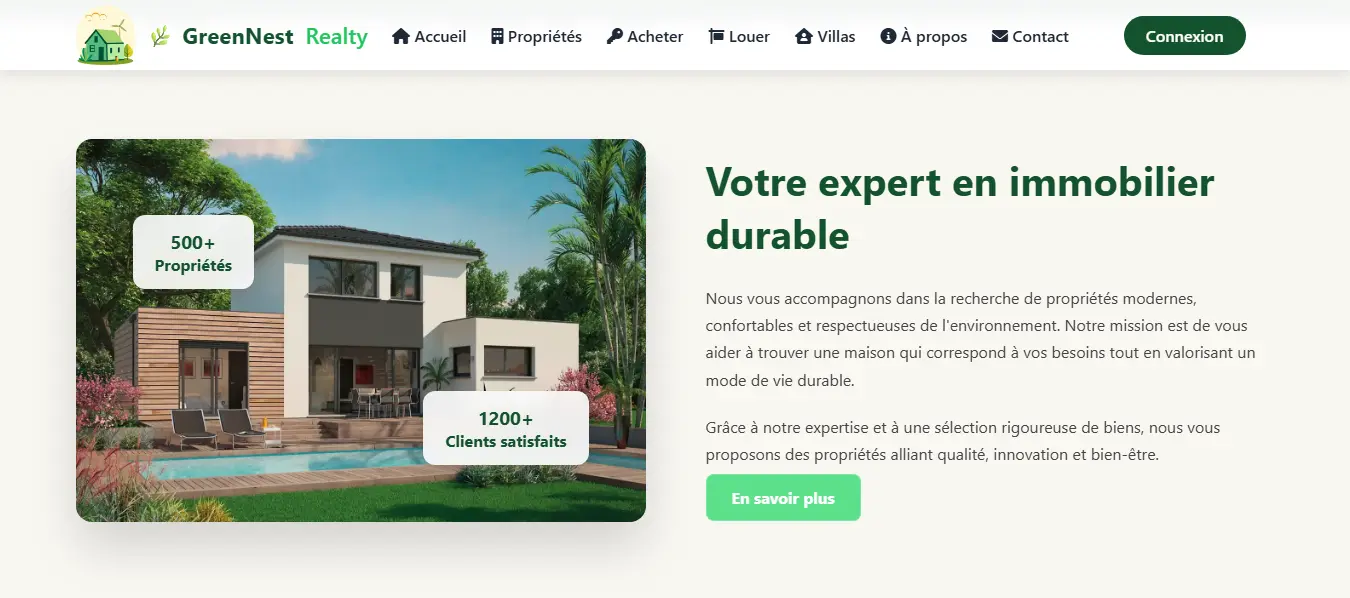 GreenNest — Liste propriétés