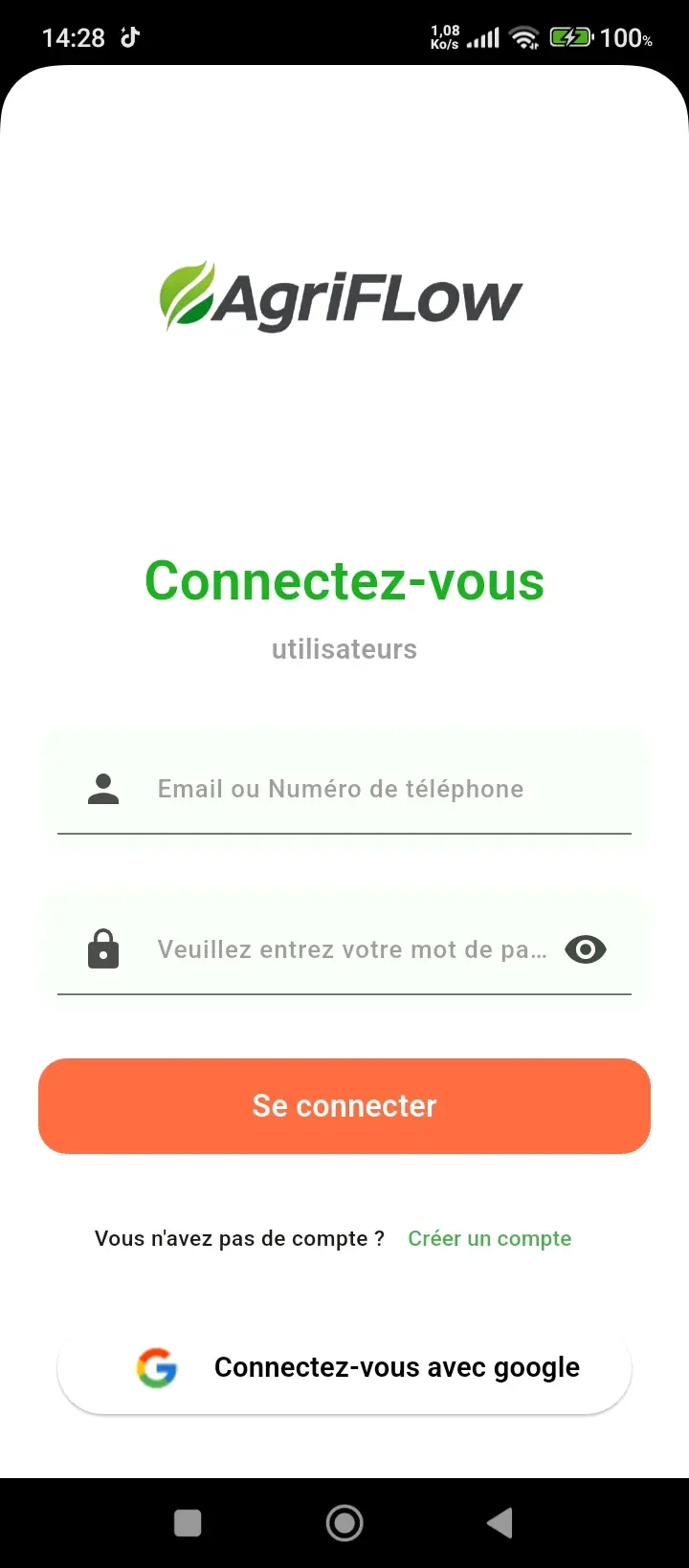 AGRIFLOW écran 1 — Tableau de bord